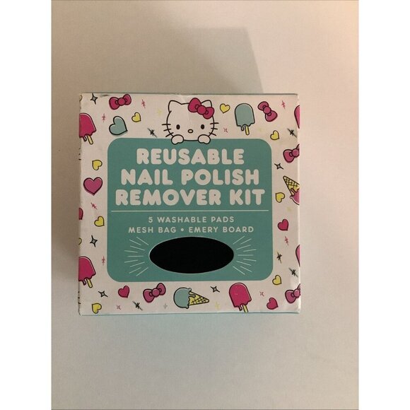 2024 Sanrio Hello Kitty Reusable Nail Polish Remover Kit 5 Pads/Bag/Emery Board - Picture 1 of 2